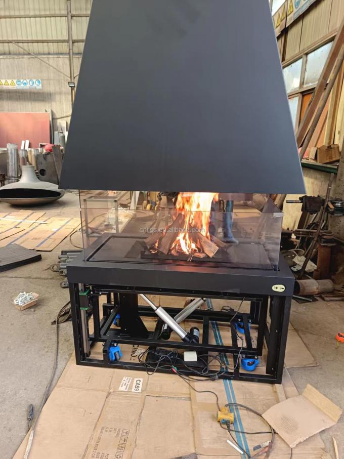 الطاولة الفولاذ الكربوني الطاولة المتحكم بها عن بعد الزجاج الفن الموقد مستقل حصري أوروبي الدرجة الأولى الأسود الحديث 4