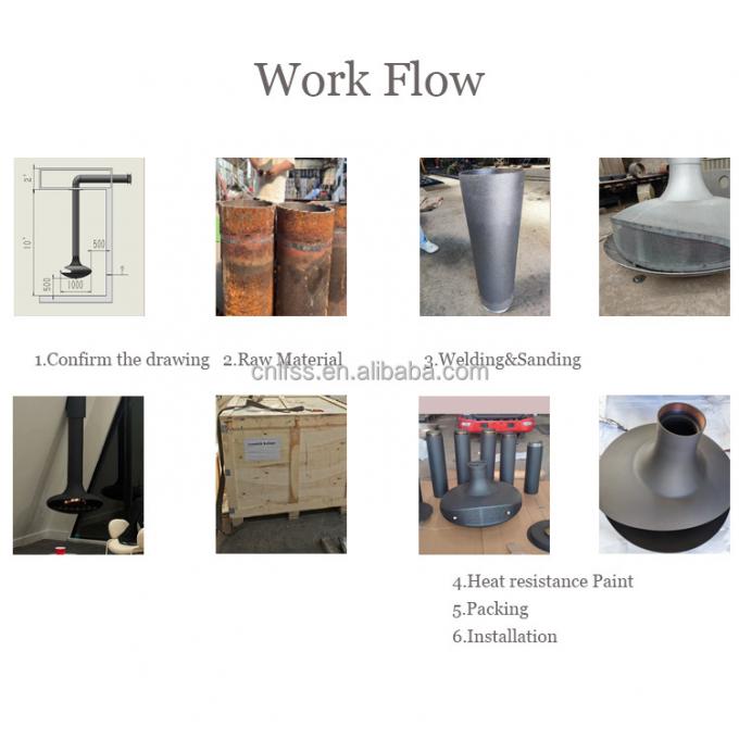 خشب معلق أسود مدفأة مشتعلة مدفأة على السطح مدفأة داخلية فولاذ مخصص 3