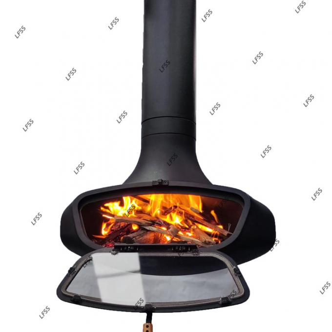خشب معلق أسود مدفأة مشتعلة مدفأة على السطح مدفأة داخلية فولاذ مخصص 21