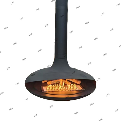 Suspended wood black  fireplace burning rooftop fireplace indoor steel custom